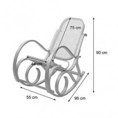 Mendler Schaukelstuhl M41AM, Schwingsessel Fernsehsessel, Massiv-Holz Rattan - Walnuss-Optik