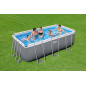 Bestway Power Steel Frame Pool Set mit Filterpumpe 412 x 201 x 122 cm, grau, eckig