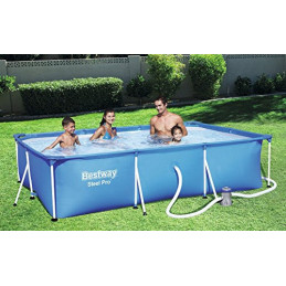 Bestway Steel Pro Frame Pool Set, rechteckig, blau, 300 x 201 x 66 cm