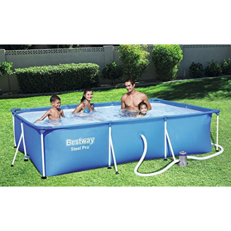 Bestway Steel Pro Frame Pool Set, rechteckig, blau, 300 x 201 x 66 cm