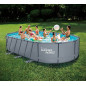 Summer Waves Frame Pool Komplettset | Oval 610x366x122 cm Grau | Aufstellpool Set | Gartenpool & Schwimmbecken inkl. Filterpu