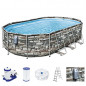 Bestway Power Steel Comfort Jet Series Frame Pool-Set mit Filterpumpe 610 x 366 x 122 cm, Steinwand-Optik  Naturstein , oval