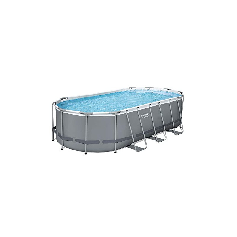 Bestway Power Steel Frame Pool Komplett-Set mit Filterpumpe 549 x 274 x 122 cm, grau, oval