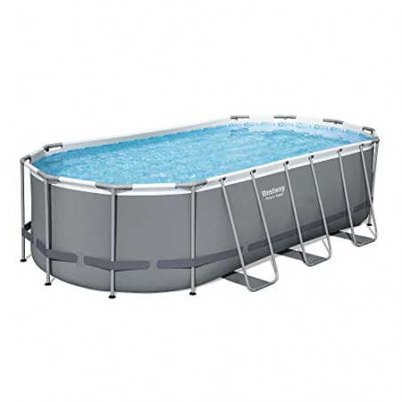 Bestway Power Steel Frame Pool Komplett-Set mit Filterpumpe 549 x 274 x 122 cm, grau, oval