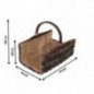 Kobolo Holztrage Holzkorb für Kaminholz - eckig aus Rattan-Krabu mit Jutefutter ausgestattet Braun