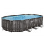 Bestway Power Steel Frame Pool Komplett-Set mit Filterpumpe 610 x 366 x 122 cm , Holz-Optik  Mooreiche , oval