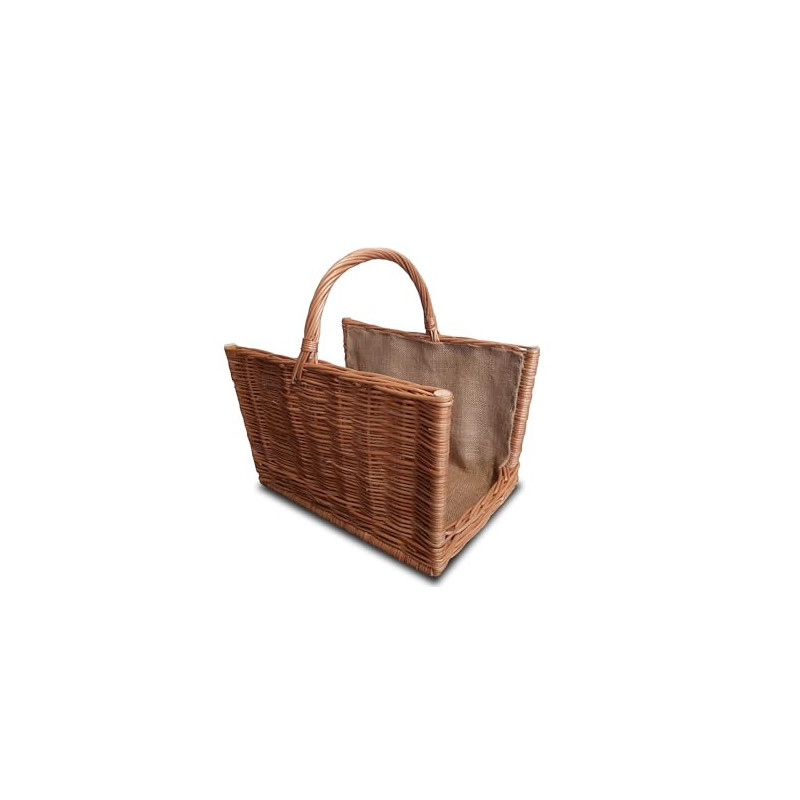 Ogrodzenia Wiklinowe Kleiner Kaminholzkorb 47 x 30 cm Holzkorb für Kaminholz - Design Henkelkorb Geflochten aus Weide Tasche 