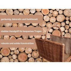 Ogrodzenia Wiklinowe Kleiner Kaminholzkorb 47 x 30 cm Holzkorb für Kaminholz - Design Henkelkorb Geflochten aus Weide Tasche 