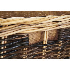 Kobolo Holztrage Holzkorb für Kaminholz - Rattan - mit Jutestoff und Henkel ausgestattet - zweifarbig