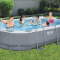 Bestway Power Steel Frame Pool Komplett-Set mit Filterpumpe 488 x 305 x 107 cm, grau, oval