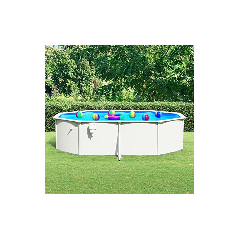 Festnight Stahlwandpool Komplettset stahlwandpool oval schwimmbecken Garten Pool mit Stahlwand Stahlwandbecken Pool oval Beck