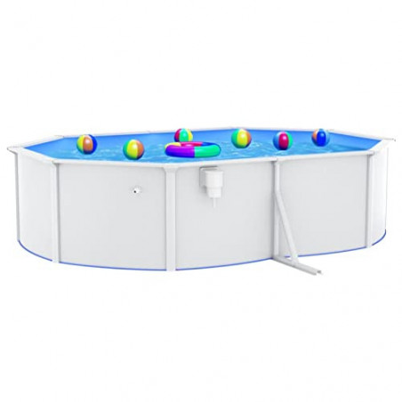 Festnight Stahlwandpool Komplettset stahlwandpool oval schwimmbecken Garten Pool mit Stahlwand Stahlwandbecken Pool oval Beck