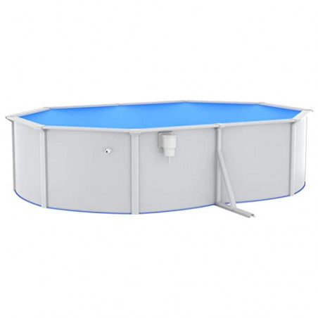 Leepesx Pool mit Stahlwand, Pool Stahlwand, Swimmingpool, Gartenpool Komplettset, Pool Garten, Aufstellpool, Schwimmbad, Oval