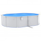 Leepesx Pool mit Stahlwand, Pool Stahlwand, Swimmingpool, Gartenpool Komplettset, Pool Garten, Aufstellpool, Schwimmbad, Oval