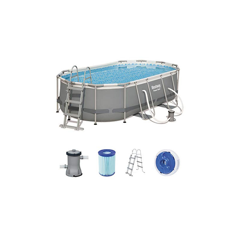 Bestway Power Steel Framepool-Set, oval, mit Filterpumpe & Sicherheitsleiter 427 x 250 x 100 cm