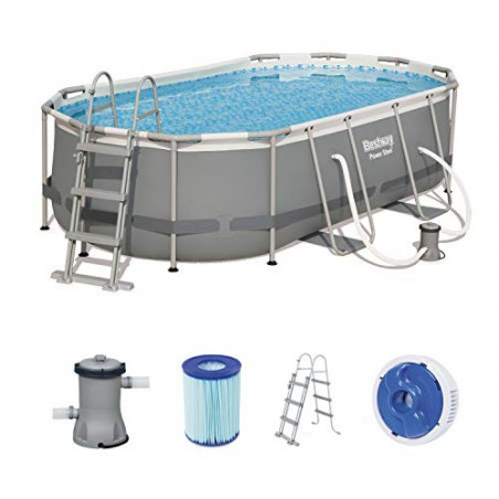 Bestway Power Steel Framepool-Set, oval, mit Filterpumpe & Sicherheitsleiter 427 x 250 x 100 cm