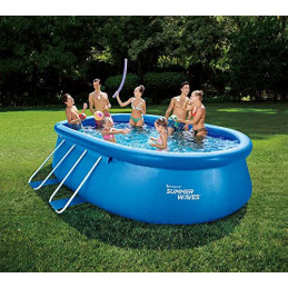 Summer Waves Quick Up Pool Komplettset | Oval 457x305x107 cm Blau | Aufstellpool Set | Gartenpool & Schwimmbecken inkl. Filte