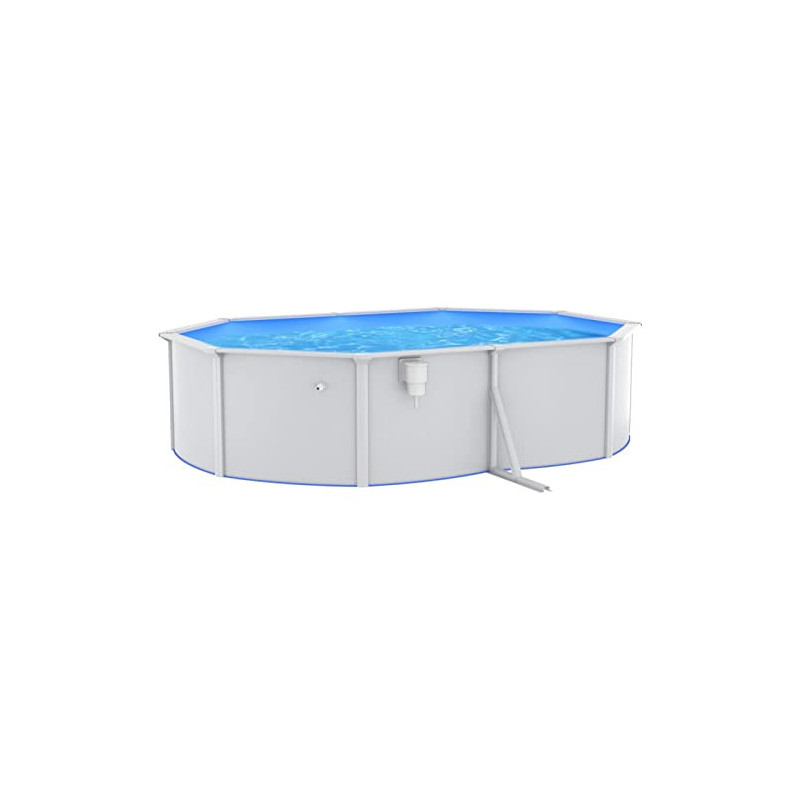 Festnight Stahlwandpool Komplettset 490x360x120 cm Rund Pool mit Stahlwand Stahlwandbecken Pool Rundbecken Set Schwimmbecken 