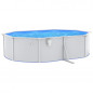 Festnight Stahlwandpool Komplettset 490x360x120 cm Rund Pool mit Stahlwand Stahlwandbecken Pool Rundbecken Set Schwimmbecken 