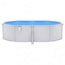 Festnight Stahlwandpool Komplettset 490x360x120 cm Rund Pool mit Stahlwand Stahlwandbecken Pool Rundbecken Set Schwimmbecken 