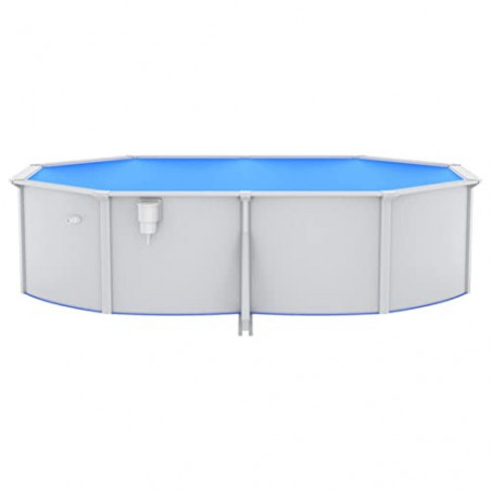 Festnight Stahlwandpool Komplettset 490x360x120 cm Rund Pool mit Stahlwand Stahlwandbecken Pool Rundbecken Set Schwimmbecken 