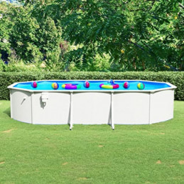 vidaXL Pool Schwimmbad Swimmingpool Stahlrahmenpool Planschbecken Schwimmbecken Gartenpool Aufstellpool mit Stahlwand Oval 61