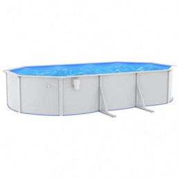 Gecheer Pool mit Stahlwand Oval Gartenpool Stahlwandbecken Stahlwandpool Planschbecken Aufstellpool Swimmingpool 610 x 360 x 