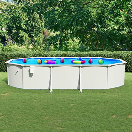 Gecheer Pool mit Stahlwand Oval Gartenpool Stahlwandbecken Stahlwandpool Planschbecken Aufstellpool Swimmingpool 610 x 360 x 