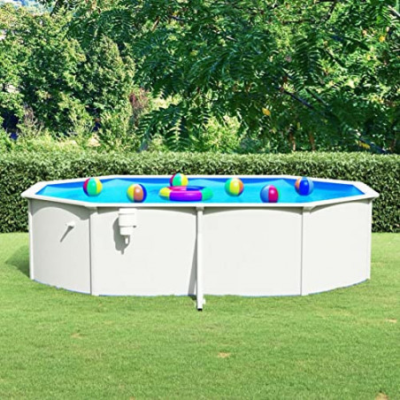 Pool mit Stahlwand, ZEYUAN Pool Stahlwand, Swimmingpool, Gartenpool Komplettset, Pool Garten, Aufstellpool, Schwimmbad, Oval 