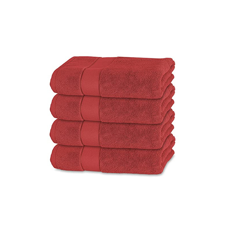 BANANALU 4 Badetücher 100% Baumwolle Qualität 600g/m2 Frottiertuch Bordeauxrot - Bad Towel Modern N1, Color: Bossa Nova 18-15