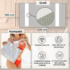 Saunahandtuch Saunatuch Damen + Herren, Hamamtuch groß 100x200 XXL: lang, platzsparend, leicht | Sauna Handtuch, Wellness Spa