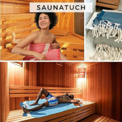 Saunahandtuch Saunatuch Damen + Herren, Hamamtuch groß 100x200 XXL: lang, platzsparend, leicht | Sauna Handtuch, Wellness Spa