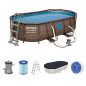 Bestway Power Steel Swim Vista Series Pool Komplett-Set, oval, mit Filterpumpe, Sicherheitsleiter & Abdeckplane 427 x 250 x 1