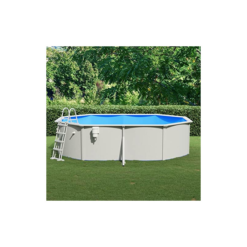 MOONAIRY Pool mit Sicherheitsleiter, Pool Stahlwand, Swimmingpool, Gartenpool Komplettset, Pool Garten, Aufstellpool, Schwimm