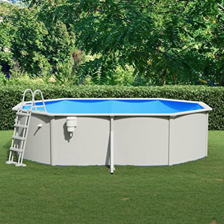 MOONAIRY Pool mit Sicherheitsleiter, Pool Stahlwand, Swimmingpool, Gartenpool Komplettset, Pool Garten, Aufstellpool, Schwimm