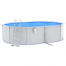 MOONAIRY Pool mit Sicherheitsleiter, Pool Stahlwand, Swimmingpool, Gartenpool Komplettset, Pool Garten, Aufstellpool, Schwimm