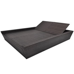 vidaXL Sonnenliege Auflage Poly Rattan Doppelliege Gartenliege Lounge Liege