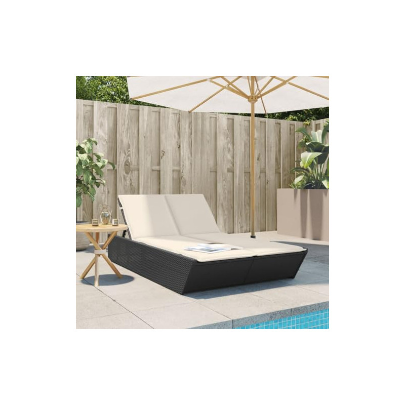 Festnight Doppelliege Outdoor 2 Personen Doppel Sonnenliege Rattan Rattanliege Gartenliege Sonnenbett Loungebett Gartenbett m