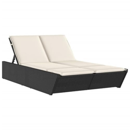 Festnight Doppelliege Outdoor 2 Personen Doppel Sonnenliege Rattan Rattanliege Gartenliege Sonnenbett Loungebett Gartenbett m