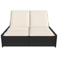 Festnight Doppelliege Outdoor 2 Personen Doppel Sonnenliege Rattan Rattanliege Gartenliege Sonnenbett Loungebett Gartenbett m