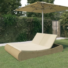 vidaXL Doppel Sonnenliege Gartenmöbel Liege Lounge Doppelliege Gartenliege Strandliege Relaxliege Rattanmöbel Rattanliege Pol