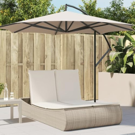 vidaXL Sonnenliege, Doppelliege mit Auflagen, Gartenliege Verstellbare Rückenlehne, Relaxliege Liege Gartenmöbel, Beige Poly 