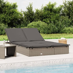 Festnight Doppelliege Outdoor Sonnenliege 2 Personen Gartenliege Rattan Liegestuhl Liege Garten Sonnenbett Loungebett Polyrat