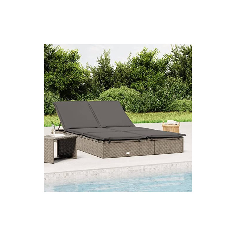 Festnight Doppelliege Outdoor Sonnenliege 2 Personen Gartenliege Rattan Liegestuhl Liege Garten Sonnenbett Loungebett Polyrat