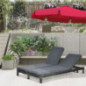 Outsunny Polyrattan Doppelliege Sonnenliege Gartenliege für 2 Personen Relaxliege Luxus Lounge 5-stufige Rückenlehne Metall P