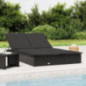 Festnight Doppelliege Outdoor Sonnenliege 2 Personen Gartenliege Rattan Liegestuhl Liege Garten Sonnenbett Loungebett Polyrat