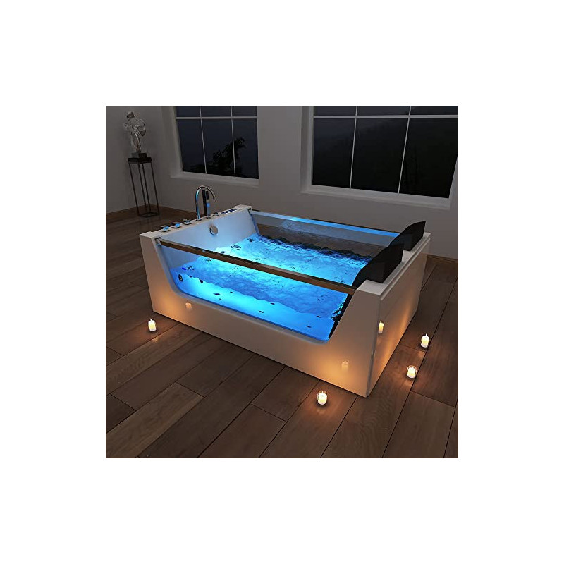 HOME DELUXE - Whirlpool Badewanne - Atlantic XL - Maße: 180 x 120 x 60 cm - inkl. Heizung, Massagefunktion und kompl. Zubehör