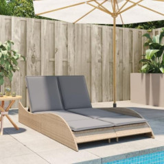 Festnight Doppel Sonnenliege Rattan Gartenliege Doppelliege Outdoor 2 Personen Sonnenbett Polyrattan Liege Outdoor Rattanlieg