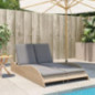 Festnight Doppel Sonnenliege Rattan Gartenliege Doppelliege Outdoor 2 Personen Sonnenbett Polyrattan Liege Outdoor Rattanlieg