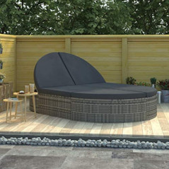 Camerina Doppel-Sonnenliege mit Kissen Garten Doppelliege Liege Outdoor Sonnenliege Rattan Gartenbett Outdoor Liege FüR Garte